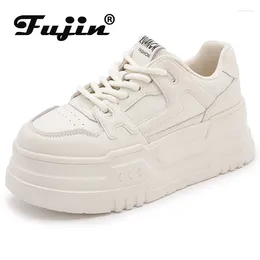 Casual Shoes Fujin 8cm Genuine Leather Spring Ladies Fashion Women Autumn Skate Boarding Chunky Sneakers Platform Wedge