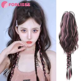FORLISEE Female Color Half Tied High Pony Tail Dopamine Fried Dough Twists Boxing Braid