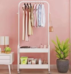 Hangers Floor Standing Clothes Hanger Movable Metal Storage Rack With Basket Organizer Shelf For Entryway