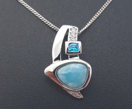 2021 Dominican Natural Larimar Pendant locket Solid 925 Sterling Silver Jewellery Gemstones Charm Pendants Fashion Lovely Gift for h2451308