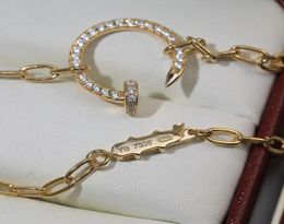 Nagel Halskette Grobkette Diamonds Halskette Designer Sterling Silber 18k vergoldete offizielle Reproduktionen Paar Anhänger Ladies Clas3173891