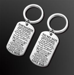 New Stainless Steel To My Son Daughter I WANT YOU TO BELIEVE DEEP IN YOUR HEART Love Mom Dad Tag Keychain Family Keyrings9548684