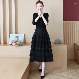 Casual Dresses Women 2024 Black Spring Plus Size Dress Elegant Long Sleeve Party V Neck Vestidos De Festa S0215W KJ5475