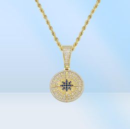 Hip Hop Cubic Zirconia Paved Bling Iced Out Compass Pendants Necklace for Men Rapper Jewellery Gifts Drop 5909335