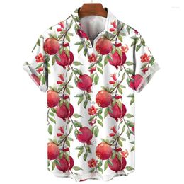 Men's Casual Shirts Hawaiian Fruit Pomegranate 3D Printed Beach Funny Guava Graphic Blouses For Men Clothes Boy Short Sleeve Male Tops