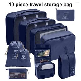 Storage Bags 10Pcs/Set Useful Solid Color Travel Smooth Zipper Multifunctional Luggage Packing Organizers Clothes Holder