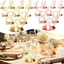 Party Decoration 10Pcs Wedding Table Numbers Acrylic Number Signs With Holder Base For 2024 Birthday Decor Supplies