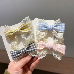 Hair Accessories Spring Baby Girl Clips Fabric Lace Plaid Bowknot Kids Hairpins Bangs Clip For Children