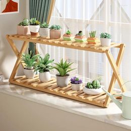 Decorative Plates The Balcony Is Convenient And Simple Double Wooden Floor Storage Pot Succulent Display Rack