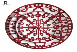 Ceramic Plate HandPainted Red Art Creative Round Ins Style Tableware H Dinner Plates Set Charger Plates for Wedding Pasta2046286