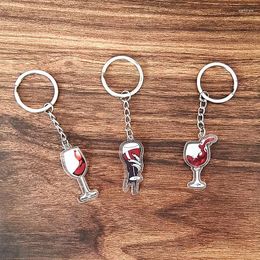 Keychains Acrylic Red Wine Glass Goblet For Women Men Gift Unique Creative Funny Drink Bag Box Car Key Ring Accessories Jewellery