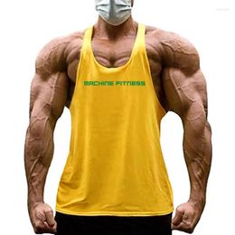 Men's Tank Tops MACHINE FITNESS Gym Stringer Men Cotton Muscle Sleeveless Shirt Summer Y Back Bodybuilding Vest Workout Singlets