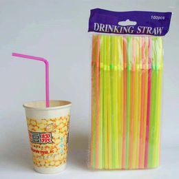 Disposable Cups Straws 100pcs/Bag Colored Plastic Drnking Birthday Party Wedding Celebration Bendable Bar Drink Accessories