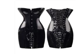 HIGH Special Long Waist Corsets Bustiers Gothic Clothing Black Faux Leather Dress Spiked Waists Shaper Corset S6XL CZ1529642775
