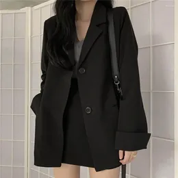 Women's Suits Korean Style Women Blazer Single Breasted Chic Open Front Buttons Jackert Spring Autumn Preppy Young Girl Minimalist Suit Coat