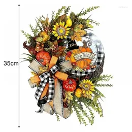 Decorative Flowers Thanksgiving Sunflower Autumn Pumpkin Garland Door Hangingwith Pumpkins And Leaves Wreaths Decorations