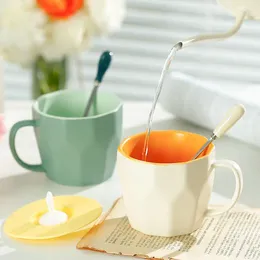 Mugs Nordic Ins Style Creative Mug With Spoon Simple Ceramic Water Cup Couple Pair Matte Milk Coffee Juice