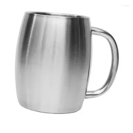 Mugs Big Belly Beer Mug Double-Layer Stainless Steel Water Thermal Insulation Coffee With Handle