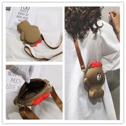 Drawstring Cute Cartoon Bear Women's Bag Style Large Capacity Moble Phone Pocket Fashion Soft Silicone Shoulder Bags Portable Handbags