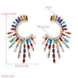 Colourful Crystal Sun Piercing Stud Earrings For Women Vintage Ethnic Style Annular Luxury Design Elegant Ear Accessories Jewellery Wholesale Factory 3 Colours #046