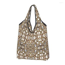 Storage Bags Fashion Jewellery Gemstone Silver Crystal Shopping Tote Portable Glitter Rhinestones Diamonds Groceries Shopper Shoulder Bag