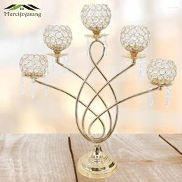 Candle Holders 2Pcs/Lot Holder Table Crystal Candlestick Geometric 5-heads Romantic For Wedding/Dinner Decoration GZT093