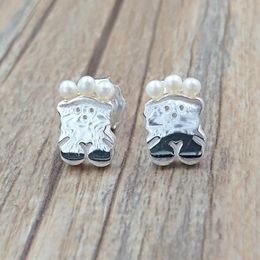 Real Sisy Bear Earrings Stud With Pearls Bear Jewellery 925 Sterling Fits European Style Gift Andy Jewel 8124536905527867