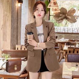 Women's Suits 2024 Spring Autumn Khaki Suit Women Jacket Fashion Korean Long Sleeve Blazers Female Cosy Coat Casual Ladies Blazer Tops