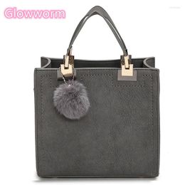 Bag Handbag Women Casual Tote Female Large Shoulder Messenger Bags High Quality PU Leather With Fur Ball Bolsa