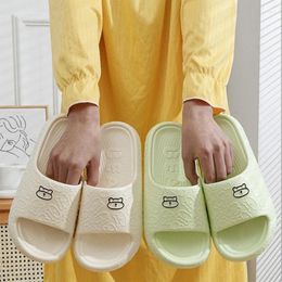 Slippers Summer Men Flip Flops Cartoon Soft Shoes For Woman Cute Bear Indoor Outdoor Wear Thick Beach Slides Sandals