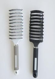 New Bristle Hair Brushes comb for hair extensions Antistatic Heat Curved Vent Barber Salon Hair Styling Tool Rows Tine Comb Plast5581130