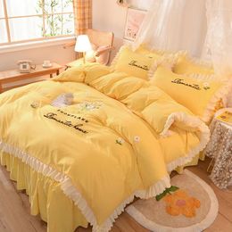 Bedding Sets Cotton Princess Style Embroidery Flowers Home Set B1