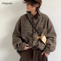 Men's Casual Shirts Plaid Men Long Sleeve Spring Chic All-match Vintage Japanese Style Fashion Streetwear Hipster Comfortable Loose
