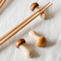 Chopsticks Japanese Wooden Holder Cute Mushroom Shape Chop Sticks Pillow Tableware Kitchen Accessories