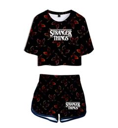 Summer Women039s Sets Stranger Things 3 3D Printed Short Sleeve Crop Top Shorts Sweat Suits Women Tracksuits Two Piece Outfit5746087