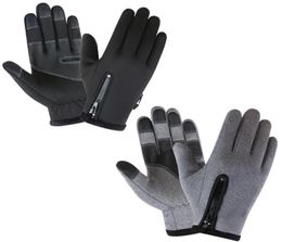 Mens Women039s Long Finger Thermal Fleece Gloves Windproof and Waterproof Touch Screen Antislip Outdoor Padded Zipper Gloves6347721