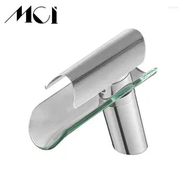 Bathroom Sink Faucets Mci Deck Mounted Waterfall Basin Faucet Mixer Tap Wide Spout Vessel Fauet Cold Water