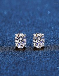 Stud Real Moissanite Earrings 14K White Gold Plated Sterling Silver 4 Prong Diamond Earring For Women Men Ear 1ct 2ct 4ctStudStudS3254824