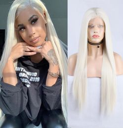 LX Brand 60 Platinum Blonde Wig Long Silky Straight Wigs for Women High Temperature Fiber Synthetic Lace Front Wig Lace Wigfactor6649163