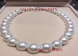 Fine Pearls Jewelry 18quot1213mm REAL Natural south sea round white pearl necklace 14K9090898