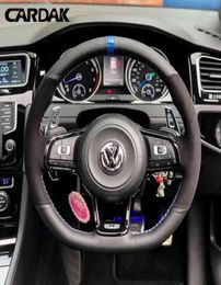 CARDAK Black Suede Leather Car Steering Wheel Cover for Golf 7 MK7 GTI R VW Polo Scirocco 2015 20168813602