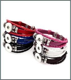 Charm Bracelets Noosa Punk Mtilayer Snap Button Bracelet Diy 18Mm Ginger Braided Leather Women Men Snaps Jewellery Drop Delivery Spo8437550