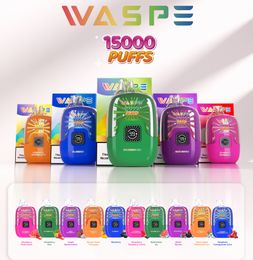 Original WASPE Digital Box puff 15000 Disposable Vape Mesh Coil 650mAh Type-C 22ml Prefilled Pod 10 Flavours vape pen puff 15k E Cigarette vs SHISHA Hookah puff 15k 16k