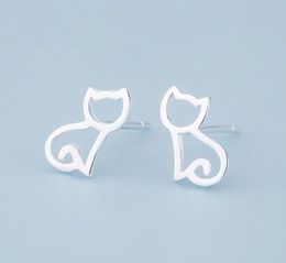 925 sterling silver earrings cute little small cat earrings simple small crescent stud earrings simple girl lucky gift jewelry9040730