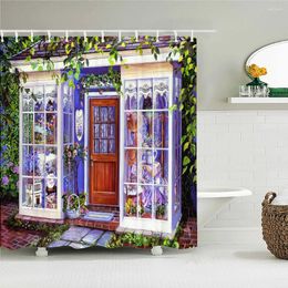 Shower Curtains Forest Garden Scenery Fabric Curtain Bathroom Waterproof Oil Painting Landscape Bath Decor With Hooks