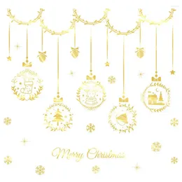 Window Stickers Merry Christmas Clings Gold No Traces Static Snowflake Decals Cute Safe Harmless Sturdy Reusable Decorations Wi