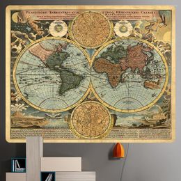 Tapestries Retro Nostalgic Medieval Map Scene Home Decoration Tapestry Bohemian Wall Hanging