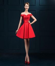 2017 New Evening Dresses Elegant Off the Shoulder Bride Gown Short RedBlue Girls Women Ball Prom Party HomecomingGraduation Form5023313