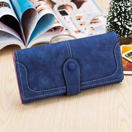 Wallets Retro Matte Stitching Women PU Leather Long Wallet Fashion Female Coin Purses Cellphone Clutch Card Holder