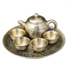 Teaware Sets Classic Metal Craft Orchid Tea Set Creative Teapot Gift Home Party Decoration